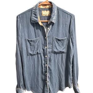 Thread and Supply Velveteen Floral Lined Button Down Shirt